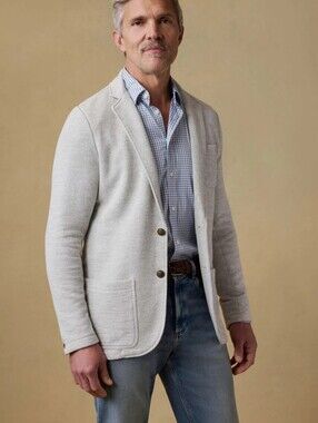 NWT Faherty Inlet Knit Blazer Jacket Men's Size M Heather Gray Unstructured